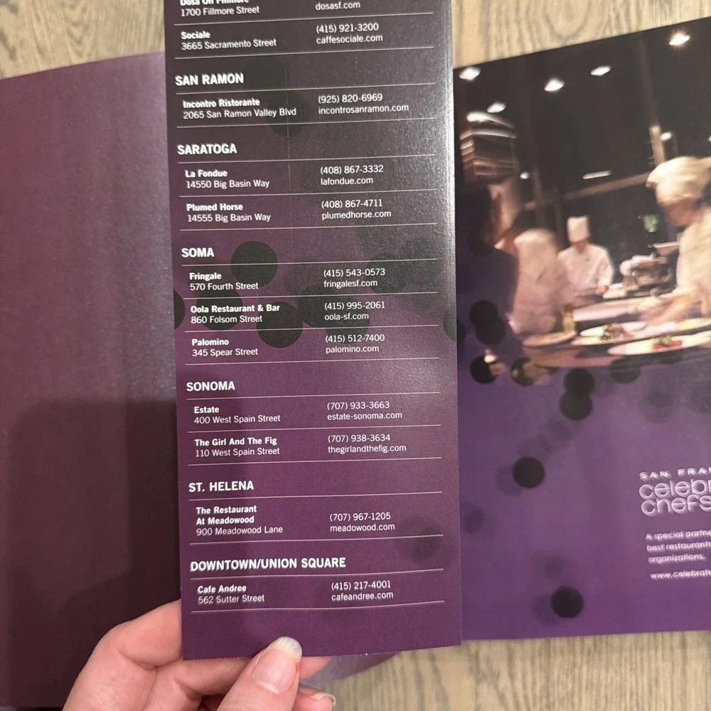 San‎ Francisco Celebrated Chefs Volume 1 Culinary Guide And cookbook